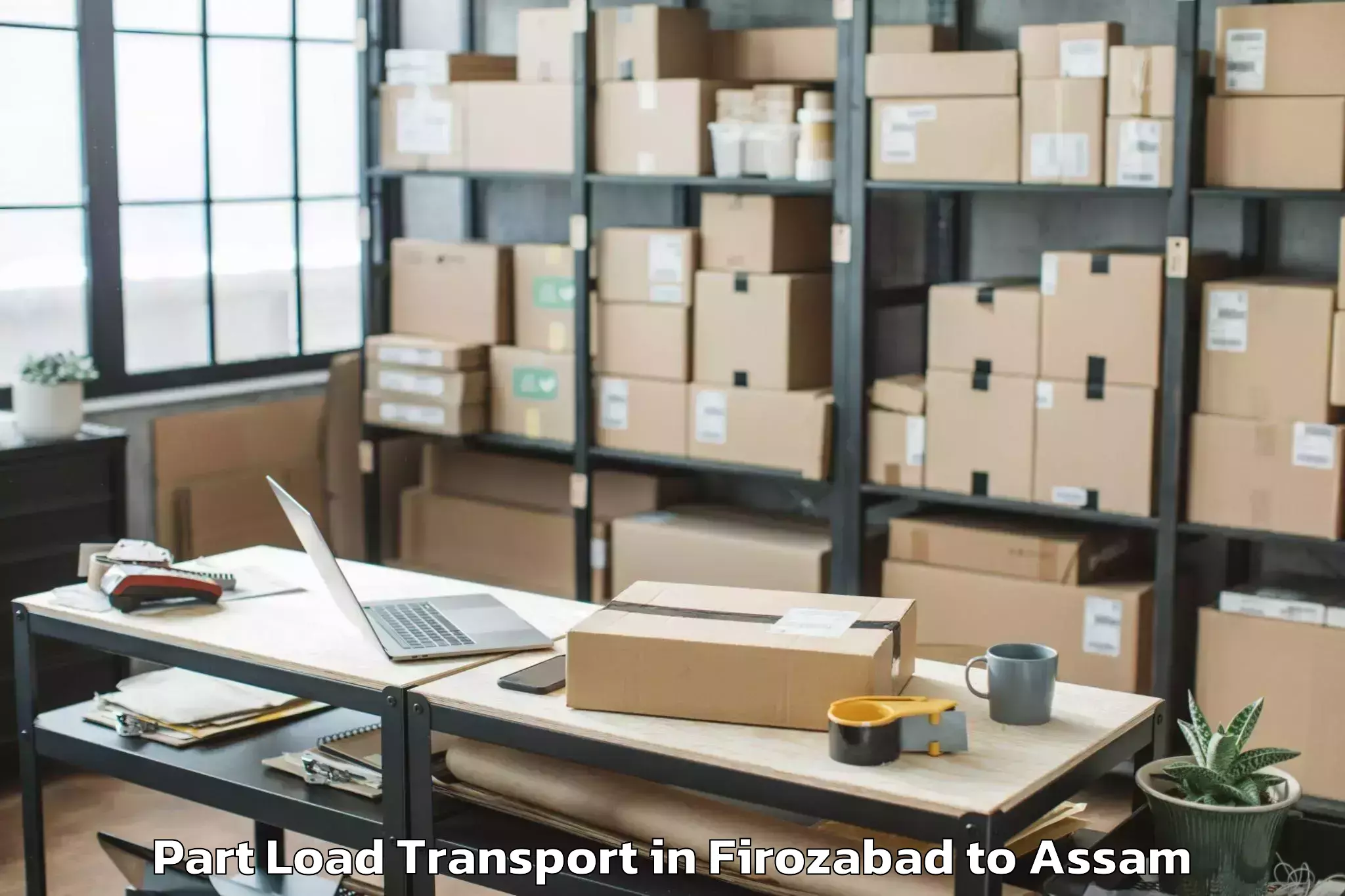 Book Firozabad to Biswanath Chariali Part Load Transport Online